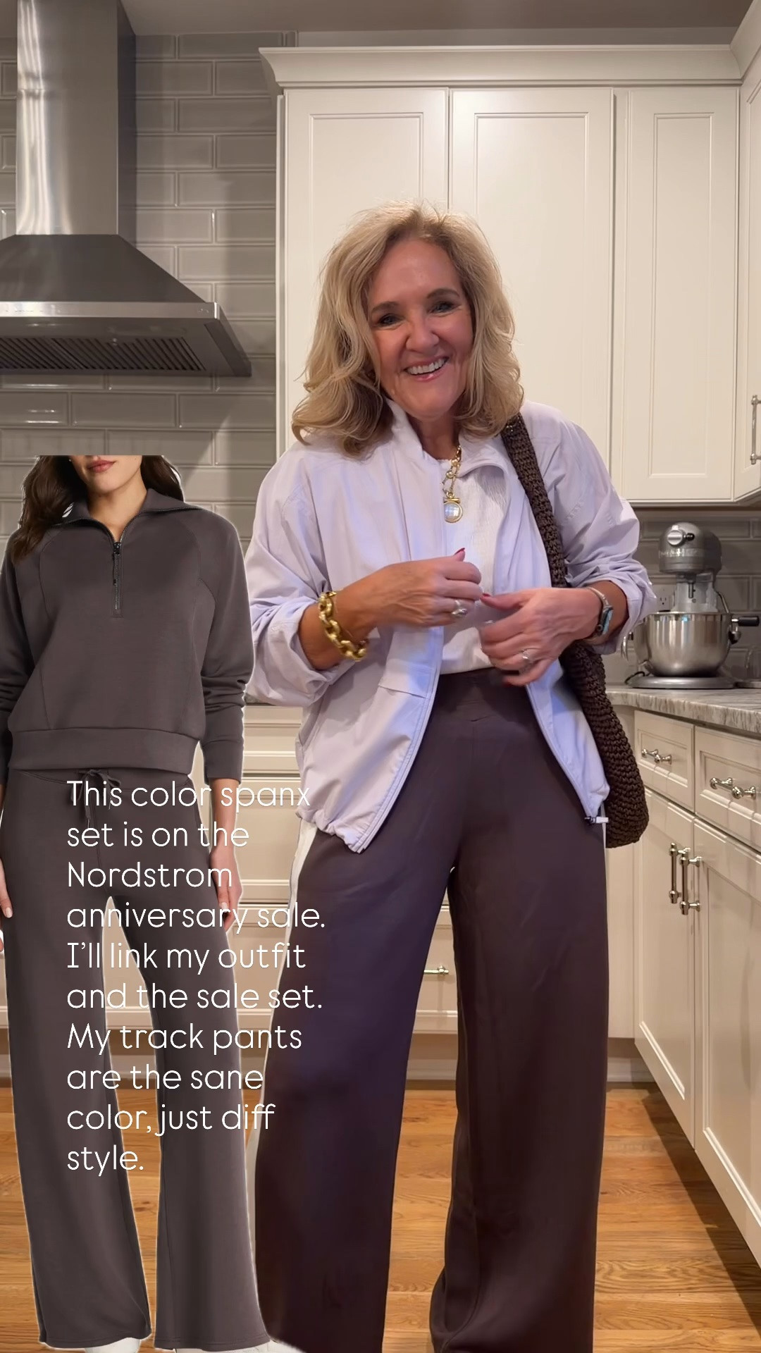 Spanx sit in this pretty brown color is exclusive to the Nordstrom anniversary sale. I wear a medium in tops and medium petite in bottom 
These colorblock track pants are one of my favorite wardrobe staples! They’re lightweight, incredibly comfortable, and so easy to style with a classic white tee, a lightweight zip jacket, and neutral accessories. Whether you're traveling, running errands, or grabbing lunch with friends, this sporty-chic look has you covered.

#LTKootd #LTKSeasonal #LTKOver40

#LTKSaleAlert #LTKTravel #LTKPetite