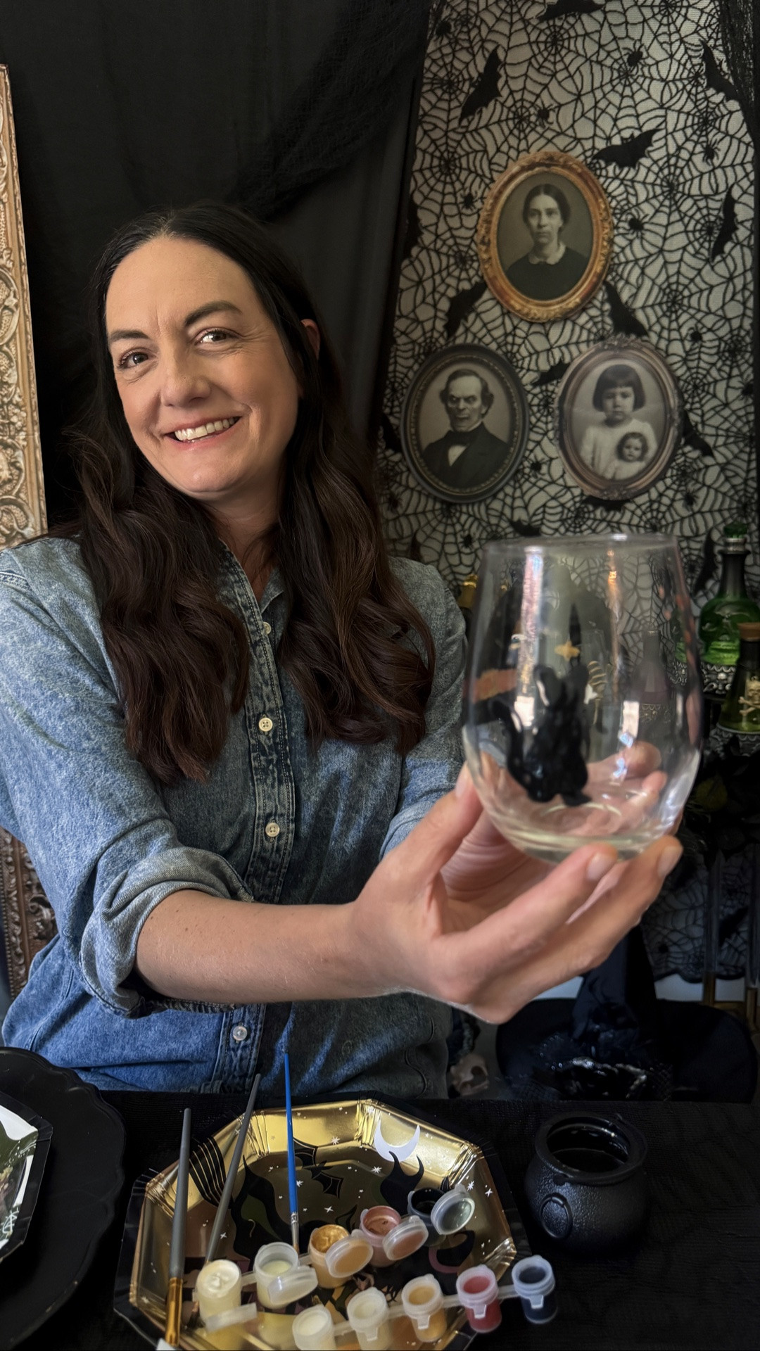 Painting glasses while portraits watch 🖤🕷️
 
A gothic drawing room sip n paint — painting our own glasses surrounded by spooky portraits and I am obsessed with how these turned out!
 
Everything you need for this ghouls night is in this list!  — the DIY Halloween glass painting kit, all the gothic decor, the tableware. one shop, one delivery, done.

#LTKSeasonal #LTKHome #LTKmomlife