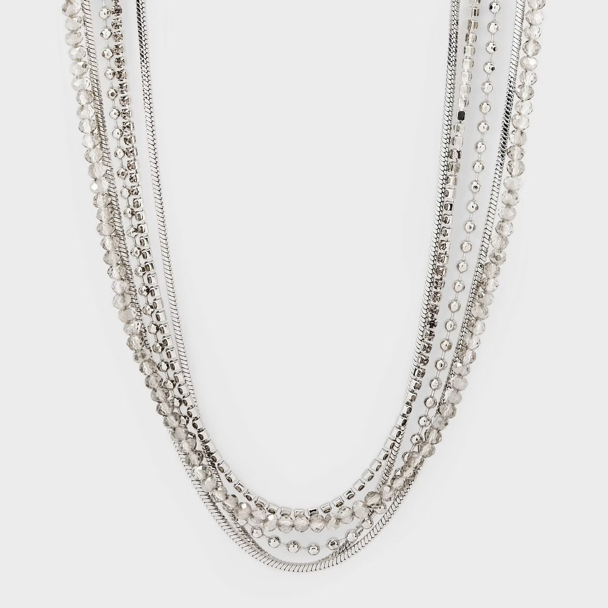 Beaded Glass Multi-Strand Necklace - A New Day™ Silver | Target