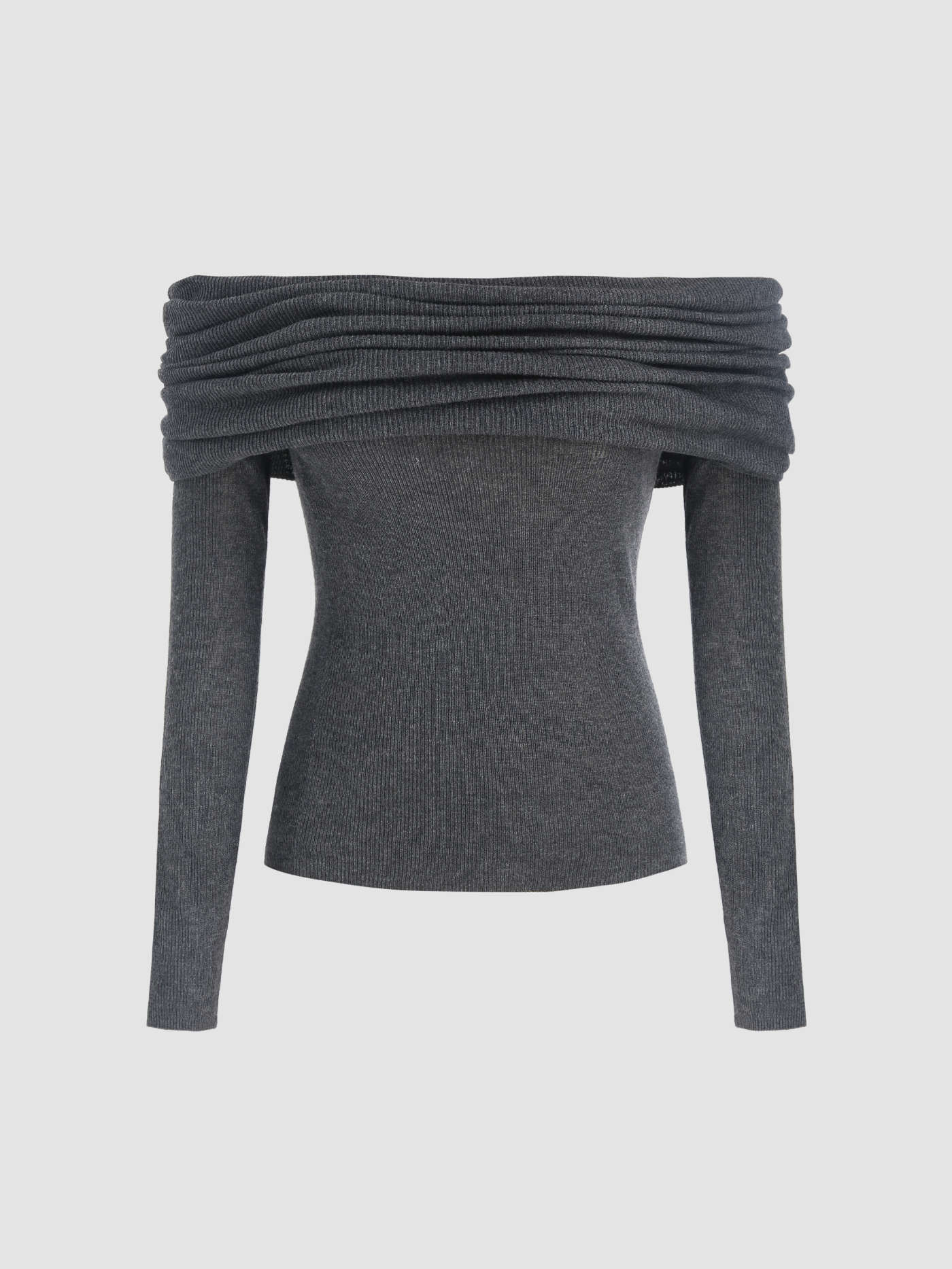 Wool-blend Off-shoulder Ruched Knit Long Sleeve Top | Cider