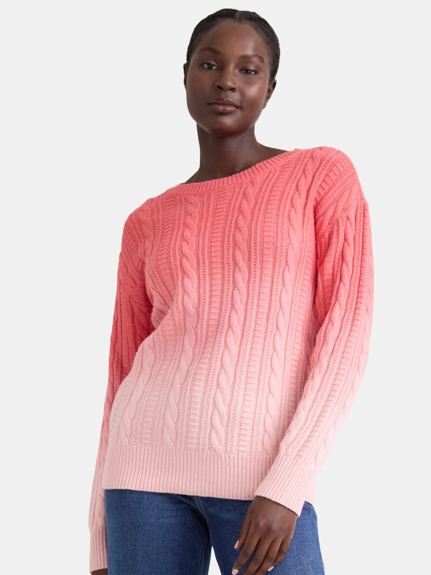 Time and Tru Women's Cable Knit Pullover Sweater, Midweight, Sizes XS-XXXL | Walmart (US)