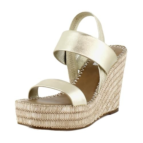 Steve Madden Contessa - Wedges for Women - Suede Upper - Synthetic Lining - Faux Leather Insole - Open Toe Gold Leather 8.5 M | Amazon (US)