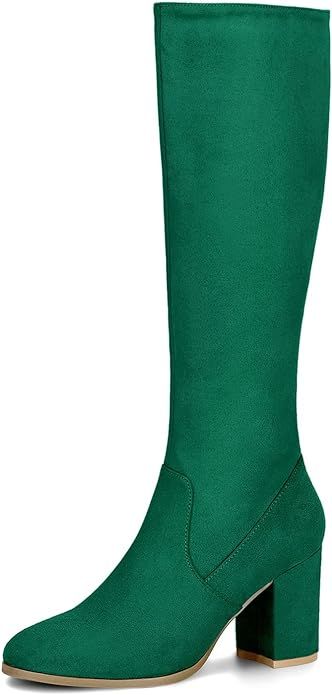 Allegra K Women's Chunky Heel Knee High Boots | Amazon (US)