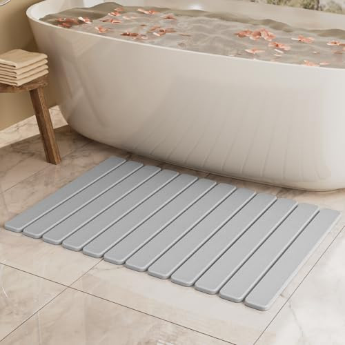 Large Stone Bath Mat 31.5 x 19.7in, Quick Dry Stone Drying Mats for Bathroom, Super Absorbent Foldable Bath Stone Mat, Non Slip, Large Diatomaceous Earth Dish Drying Mat for Kitchen Counter | Amazon (US)