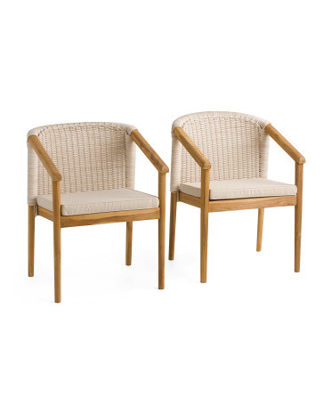 2pk Outdoor Teak Arm Chairs With Cushion | Global Home | Marshalls | Marshalls