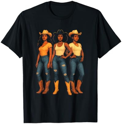 Cowgirl Trio - African American Rodeo Style T-Shirt | Amazon (US)