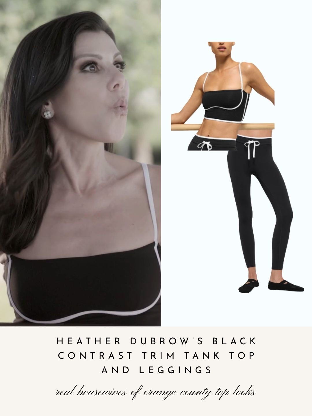 Heather Dubrow’s Black Contrast Trim Tank Top and Leggings