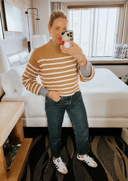 Casual winter outfit

Stripe sweater from JCrew 

Jeans 

Adidas Samba 

#travelstyle #casuallayers #stripes #neutral #jcrew #jeans #adidas 



#LTKover40 #LTKtravel #LTKstyletip