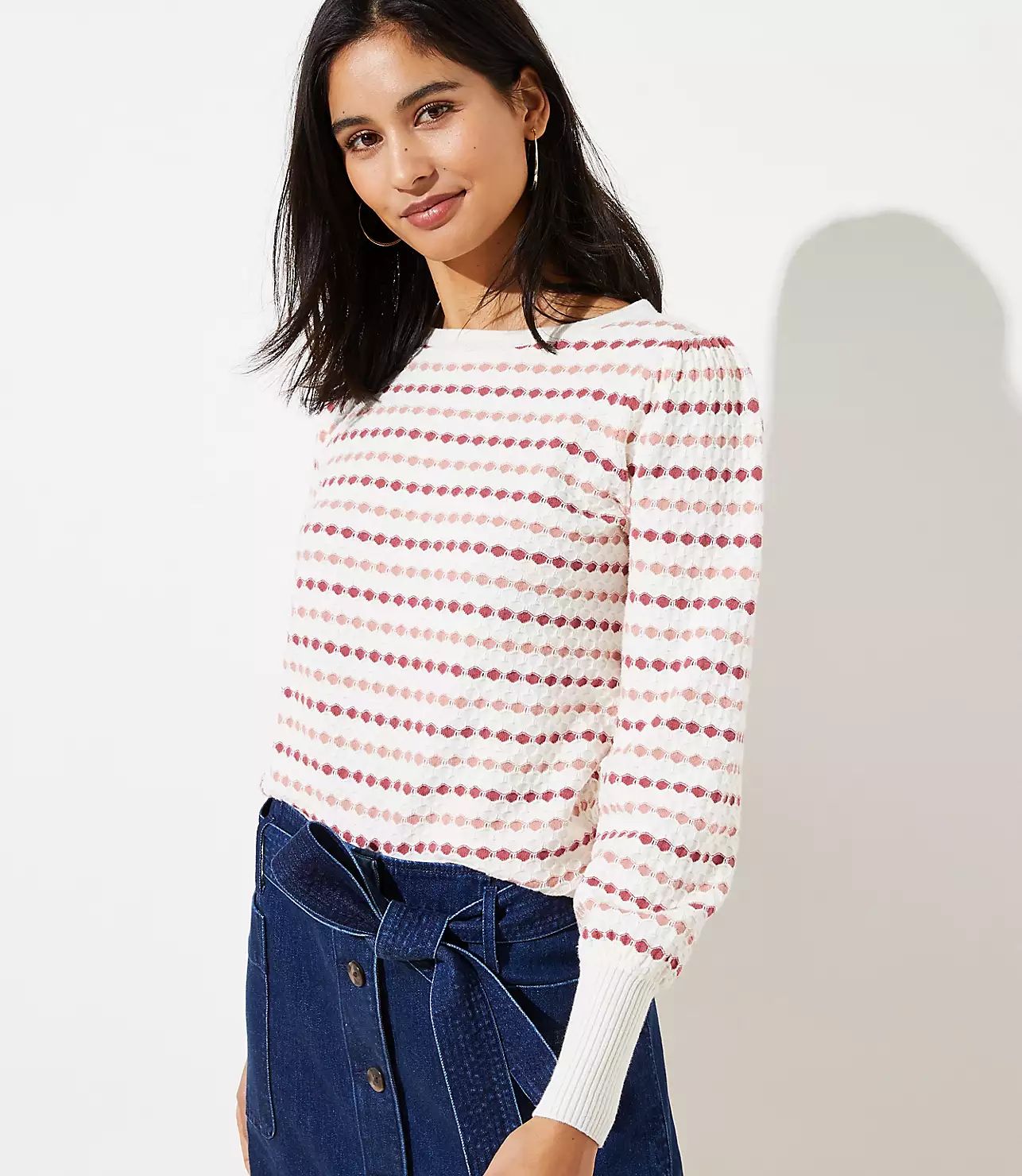 Stripe Textured Sweater | LOFT