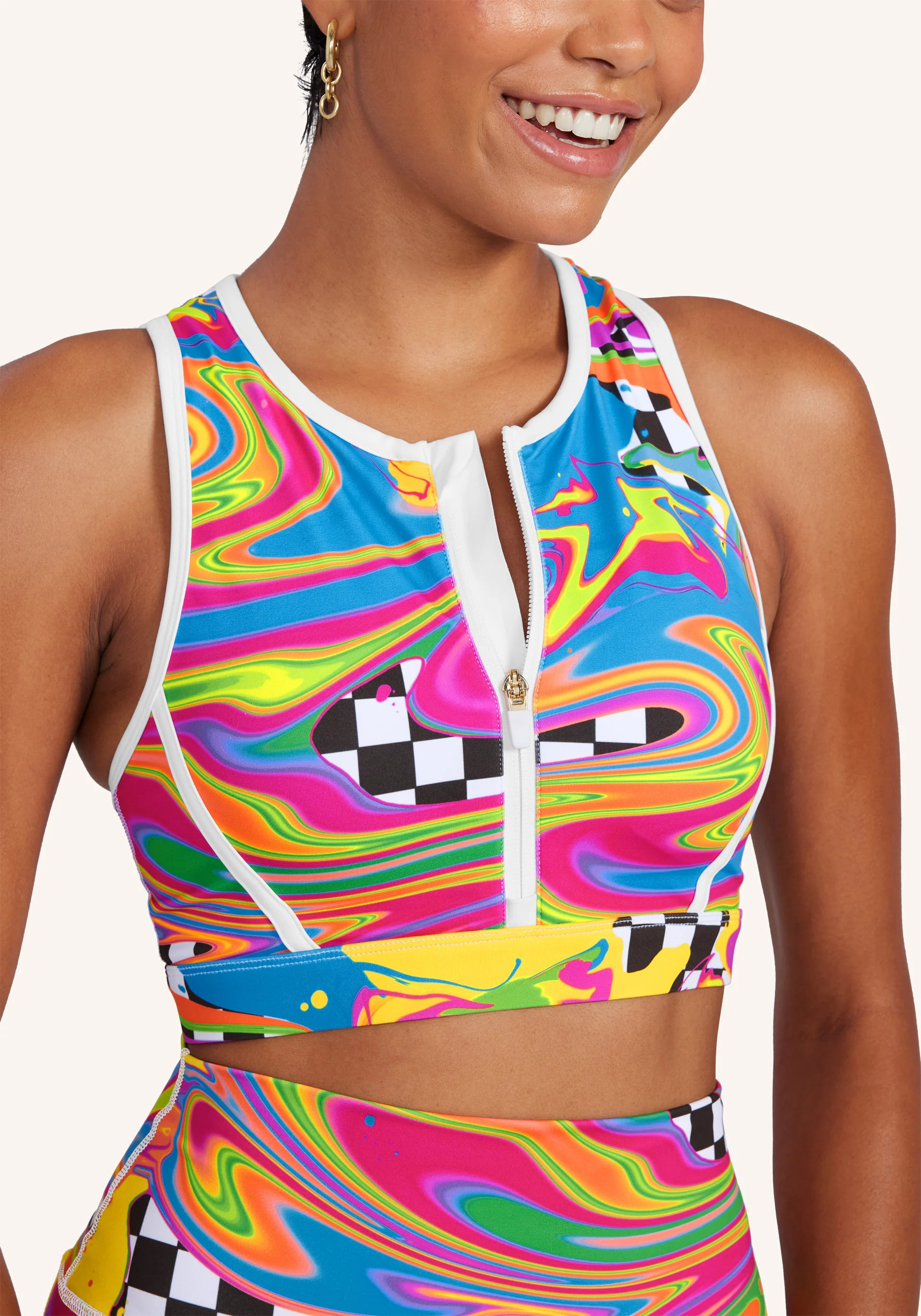 Brittany Allen x Peloton Printed Zipper Bra | Peloton Apparel