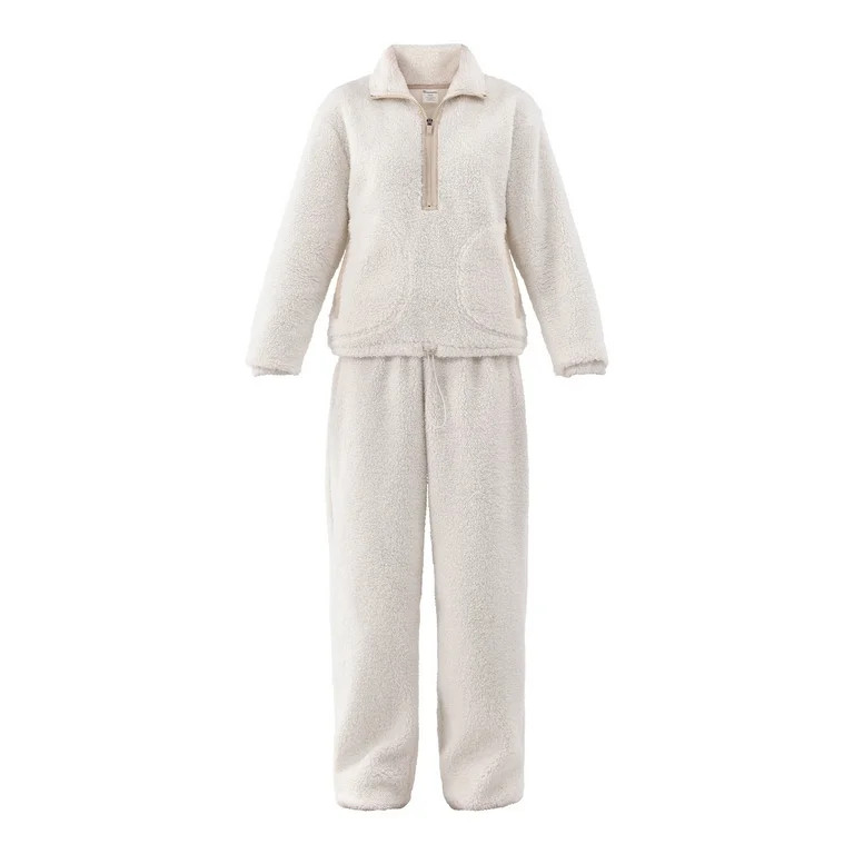 No Boundaries Plush Mock Neck Top and Pants Set, 2-Piece, Women’s - Walmart.com | Walmart (US)
