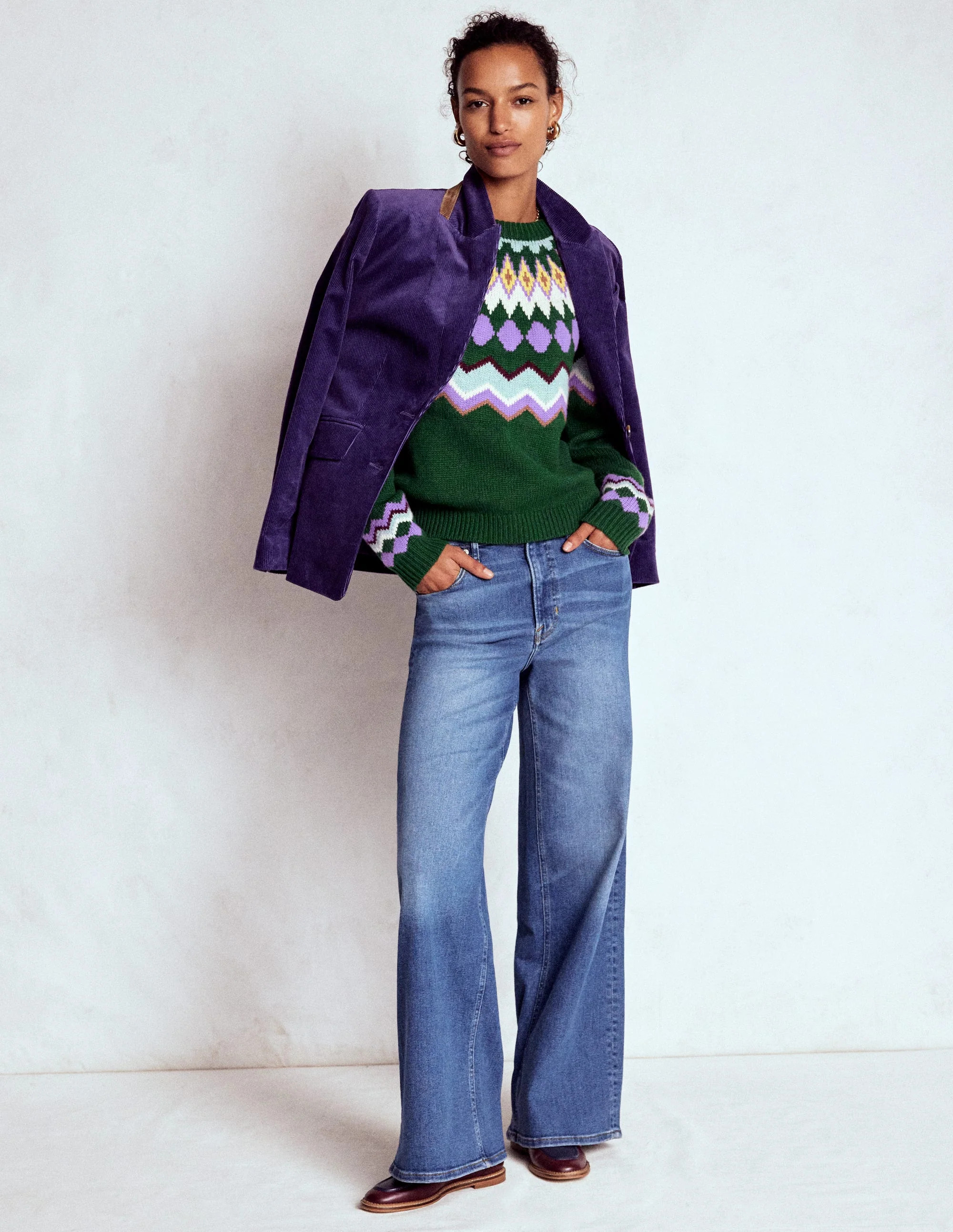 Eleanor Fair Isle Jumper-Promenade Green Melange | Boden UK