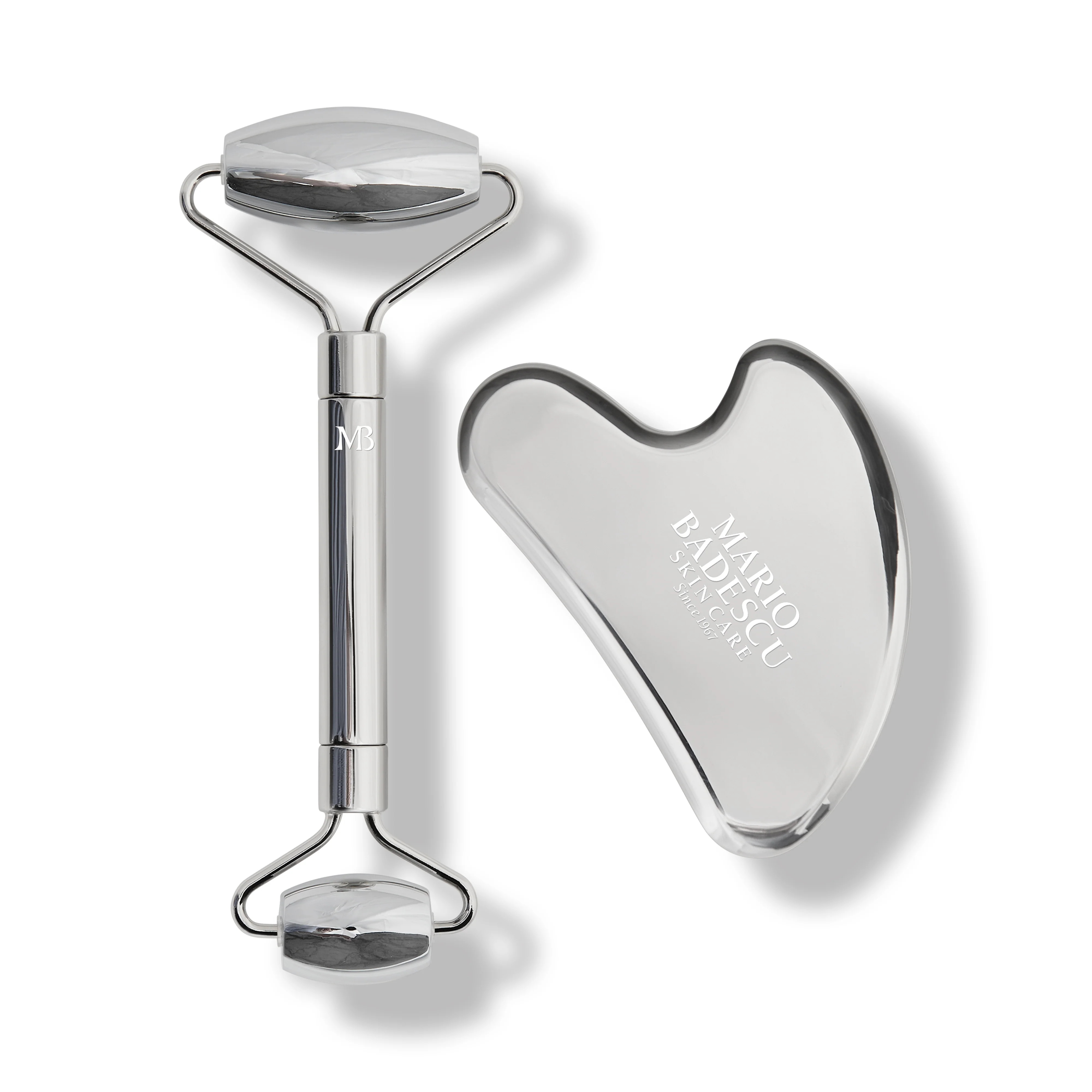 Stainless Steel Facial Roller + Gua Sha Set | Mario Badescu