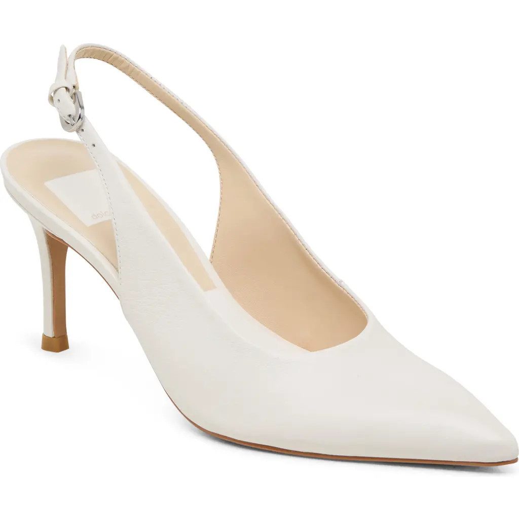 Dolce Vita Elasi Pointed Toe Slingback Pump in White Leather at Nordstrom, Size 7.5 | Nordstrom
