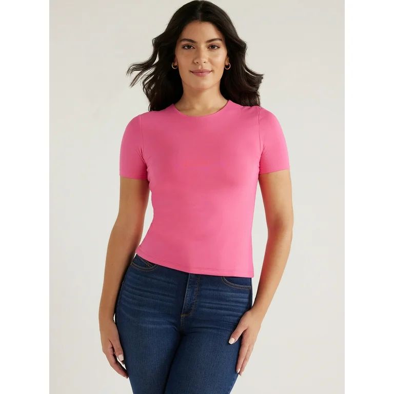Sofia Jeans Women's High Neck Tee with Short Sleeves, Sizes XS-3XL | Walmart (US)