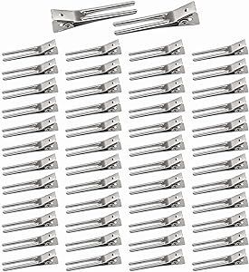 50pcs Hairdressing Double Prong Curl Clips, Beayuer 1.8inch Curl Setting Section Hair Clips Metal... | Amazon (UK)