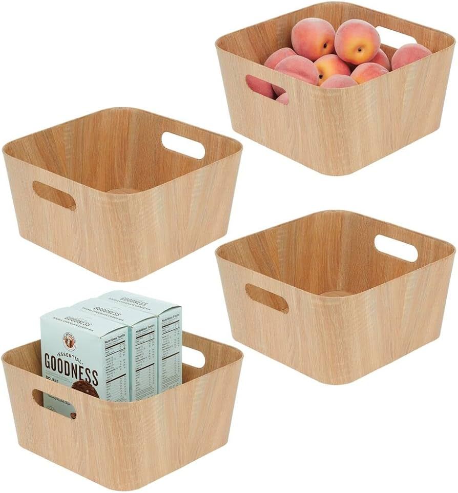 mDesign Wood Grain Paperboard Food Storage Container Bin Basket with Handles for Pantry - Organiz... | Amazon (US)