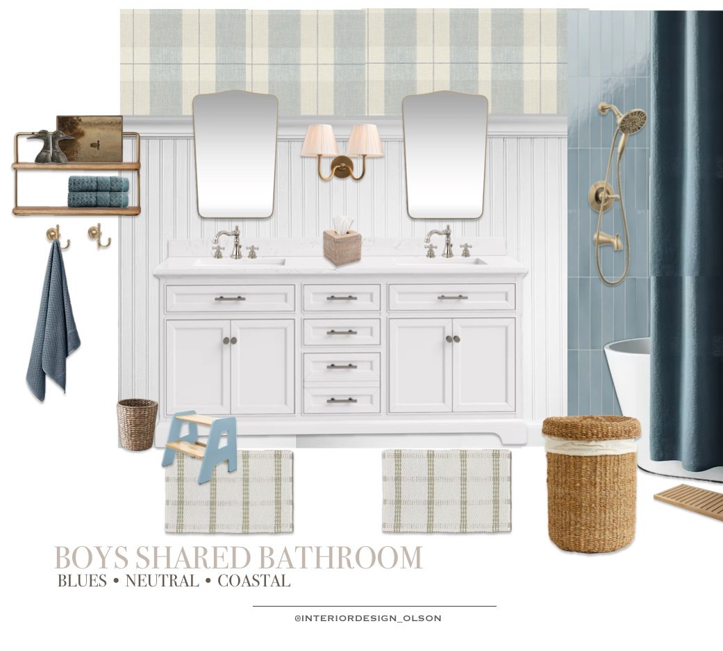 Shared Boys Bathroom 

Designing a shared Jack & Jill bathroom for boys? Here’s your go-to inspiration featuring calming blues, soft neutrals, and practical details perfect for siblings. We went with classic blue tile, a crisp white double sink vanity, and timeless finishes that balance style + function.

Everything is linked for an easy shopping experience—from lighting and hardware to budget-friendly tile finds!

#BoysBathroom #JackAndJillBathroom #SharedBathroomDesign #BlueTileBathroom #NeutralBathroom #BathroomDecor #KidFriendlyDesign #LTKHome #LTKBathroom #InteriorDesignIdeas #ClassicBathroom #FunctionalDesign #BoysRoomIdeas