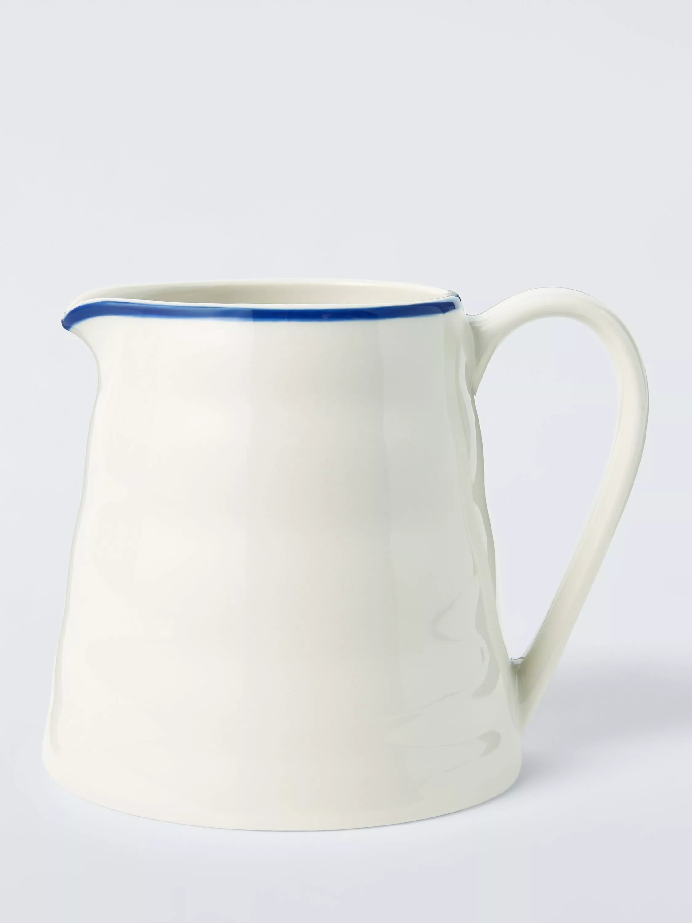 John Lewis Harbour Blue Rim Stoneware Jug, 700ml, White/Blue | John Lewis (UK)