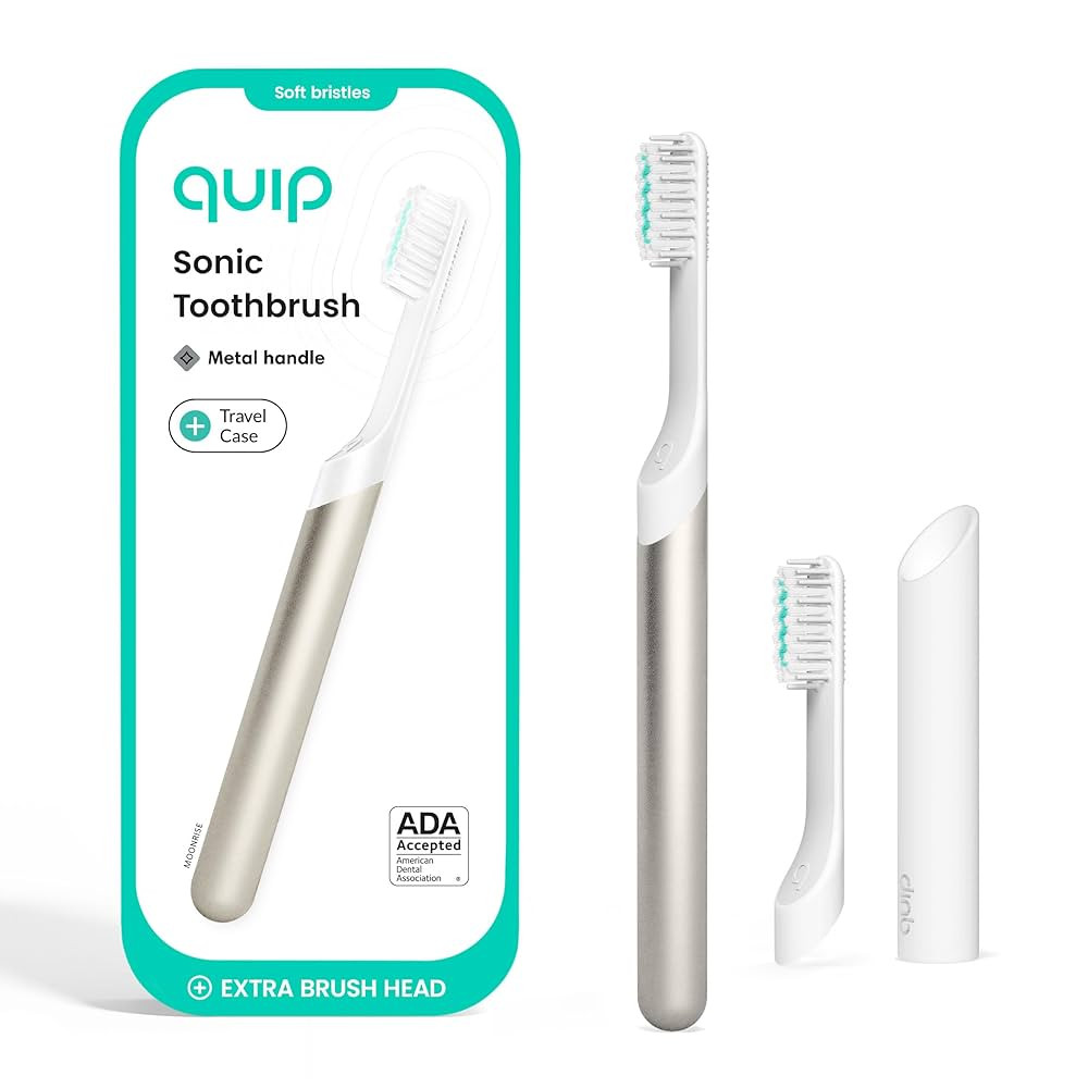 Quip Metal Sonic Electric Toothbrush for Adults - Time Travel & Soft Bristles with Travel Case & ... | Amazon (US)