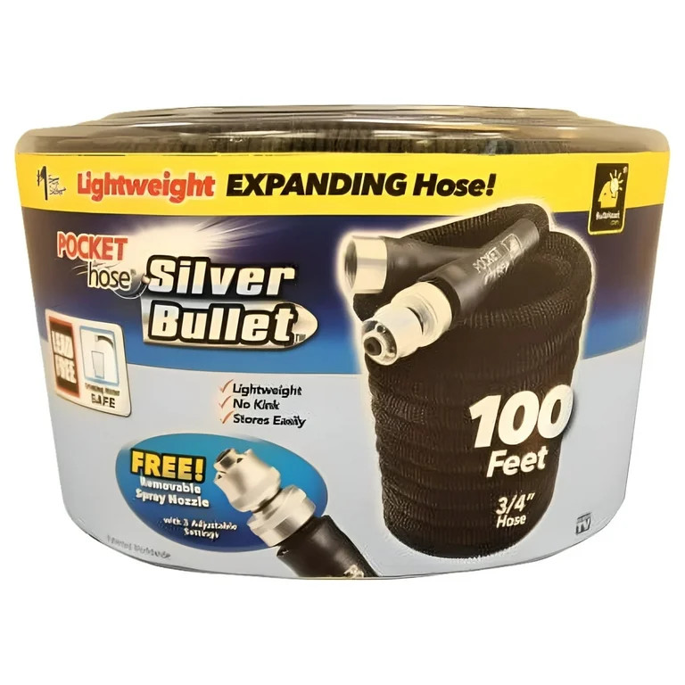 Silver Bullet 3/4 In. D X 100 Ft. L Expandable Lightweight Garden Hose - Walmart.com | Walmart (US)