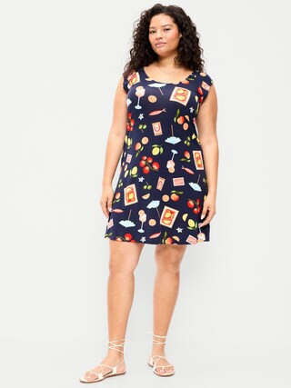 Short-Sleeve Scoop-Neck Mini Dress | Old Navy (US)