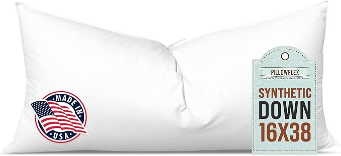 Pillowflex Synthetic Down Pillow Insert - 16x38 Down Alternative Pillow, Ultra Soft, Large Rectan... | Amazon (US)