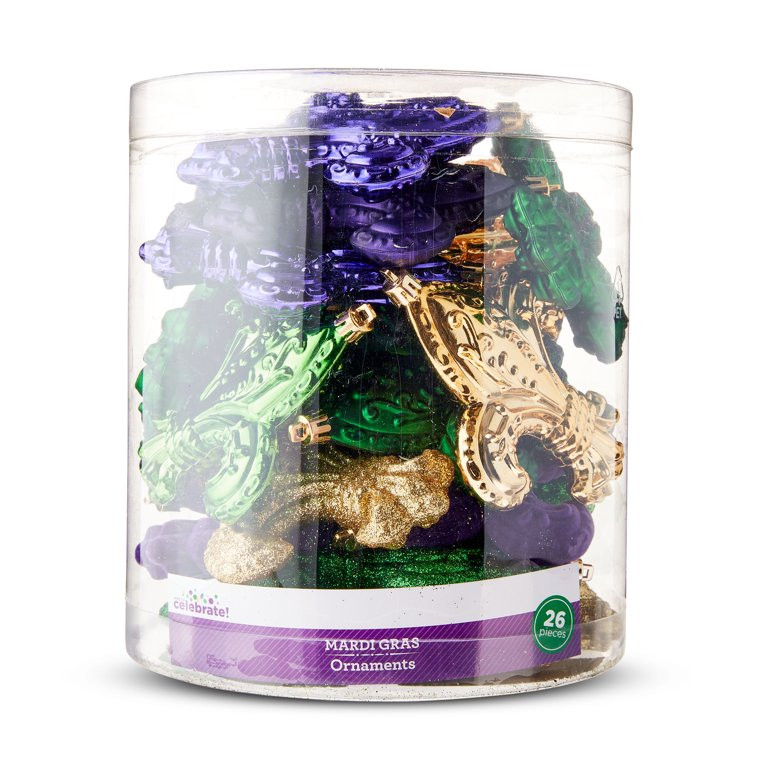 Mardi Gras Multicolor Shatterproof Fleur-De-Lis Ornaments, 26 Count, by Way To Celebrate | Walmart (US)