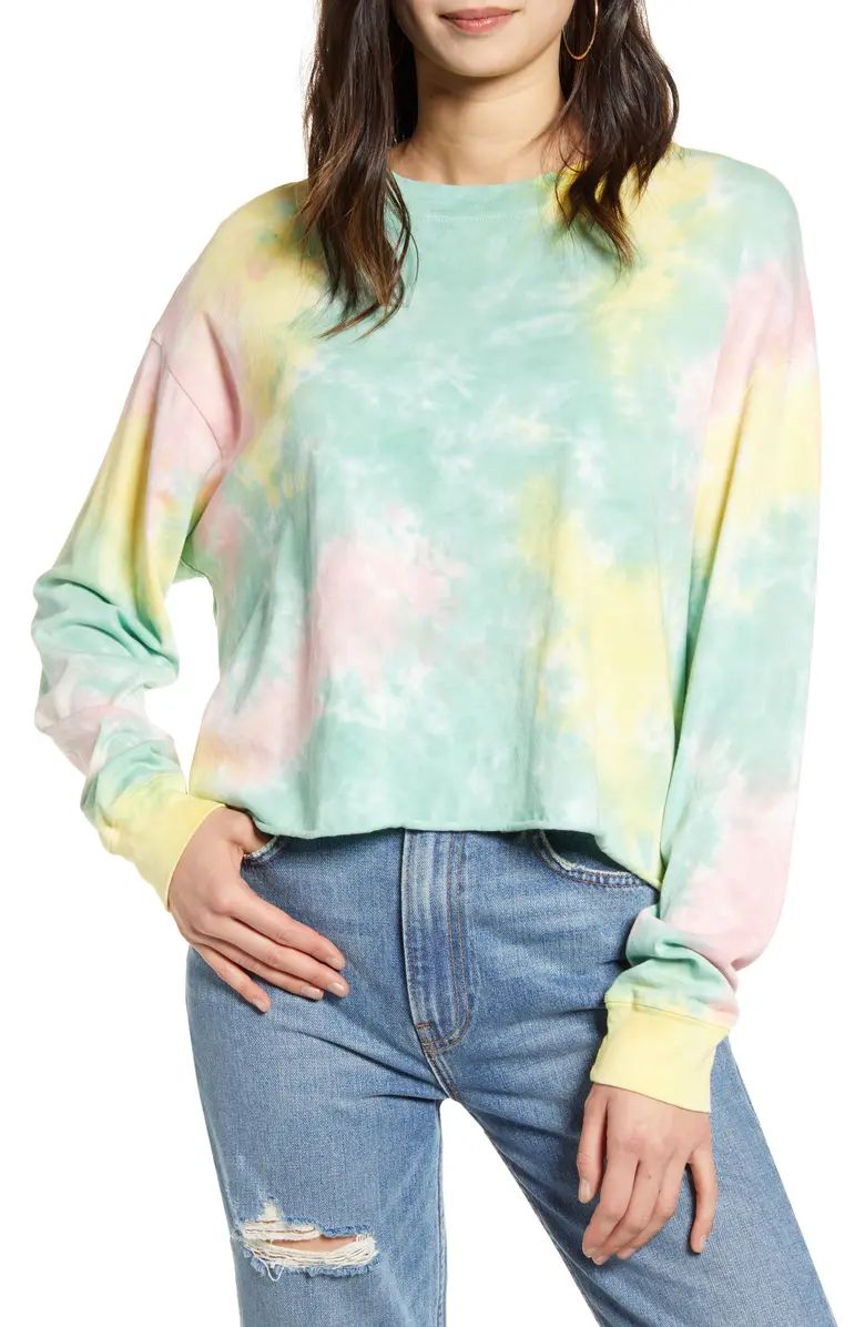 Tie Dye Long Sleeve Crop T-Shirt | Nordstrom