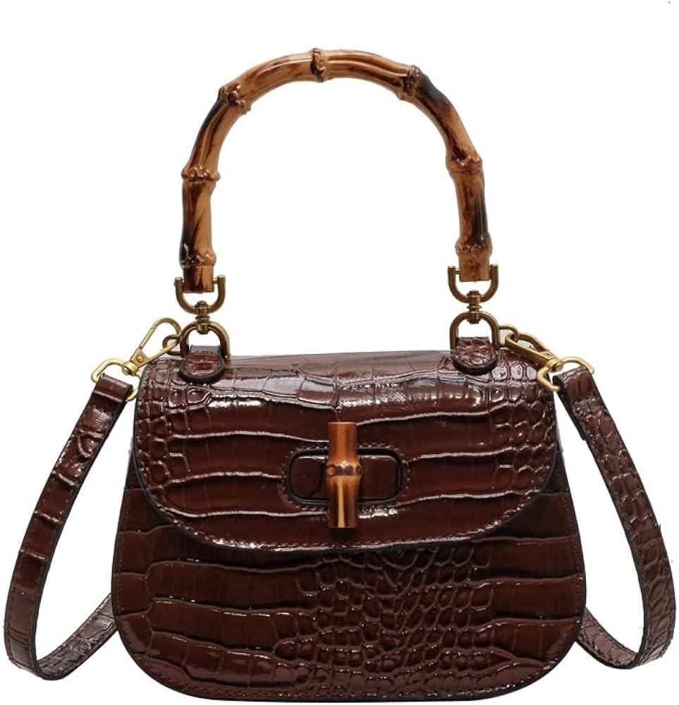 Women Handbag artificial leather Bamboo Top handle Crossbody bag Elegant Purse Evening bag Gift f... | Amazon (US)