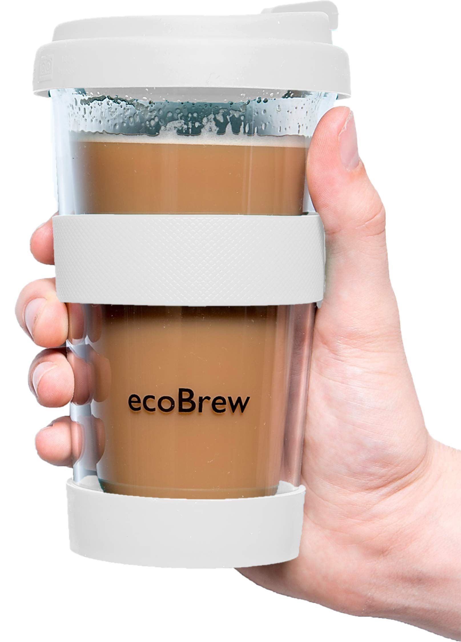 ecoBrew Double Wall Glass Tumbler To Go, Reusable Coffee & Tea Cup, 12oz Insulated, Clear Travel Mug | Amazon (US)