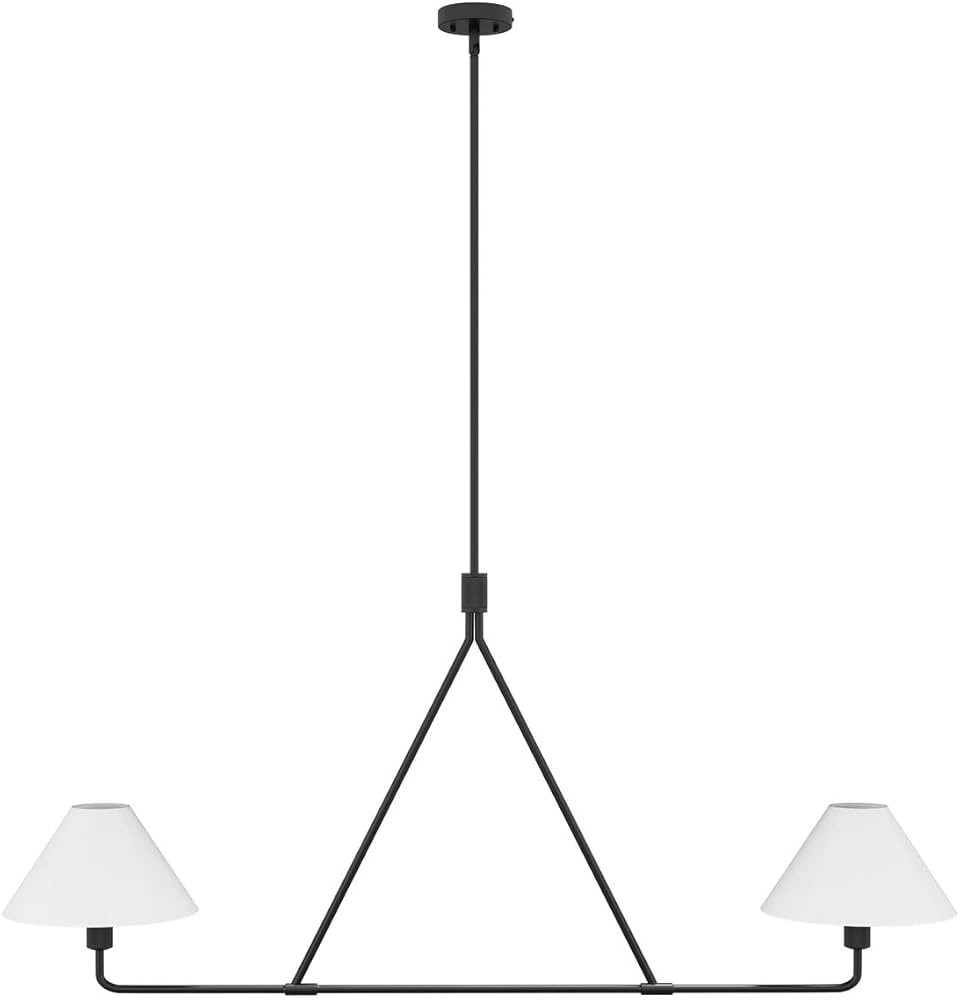 Modern 2-Light Kitchen Island Lighting 46.45 inch Matte Black Linear Chandelier with Fabric Shade... | Amazon (US)