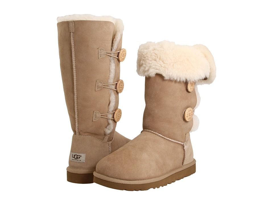 UGG - Bailey Button Triplet (Sand Sheepskin) Women's  Boots | Zappos