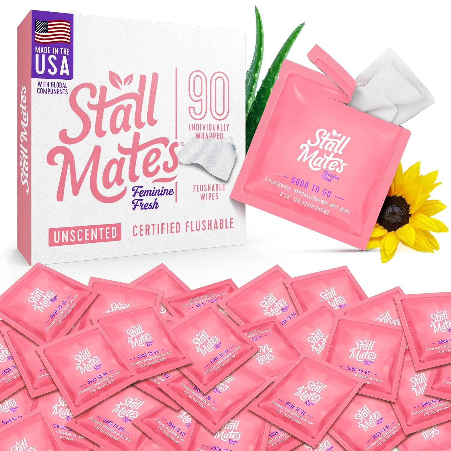 Stall Mates Feminine Fresh Flushable Wipes, PH Balanced, 90 Count | Amazon (US)