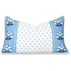 Hofdeco Premium Coastal Hampton Patio Indoor Outdoor Lumbar Pillow Cover Only, 12"x20" Water Repe... | Amazon (US)