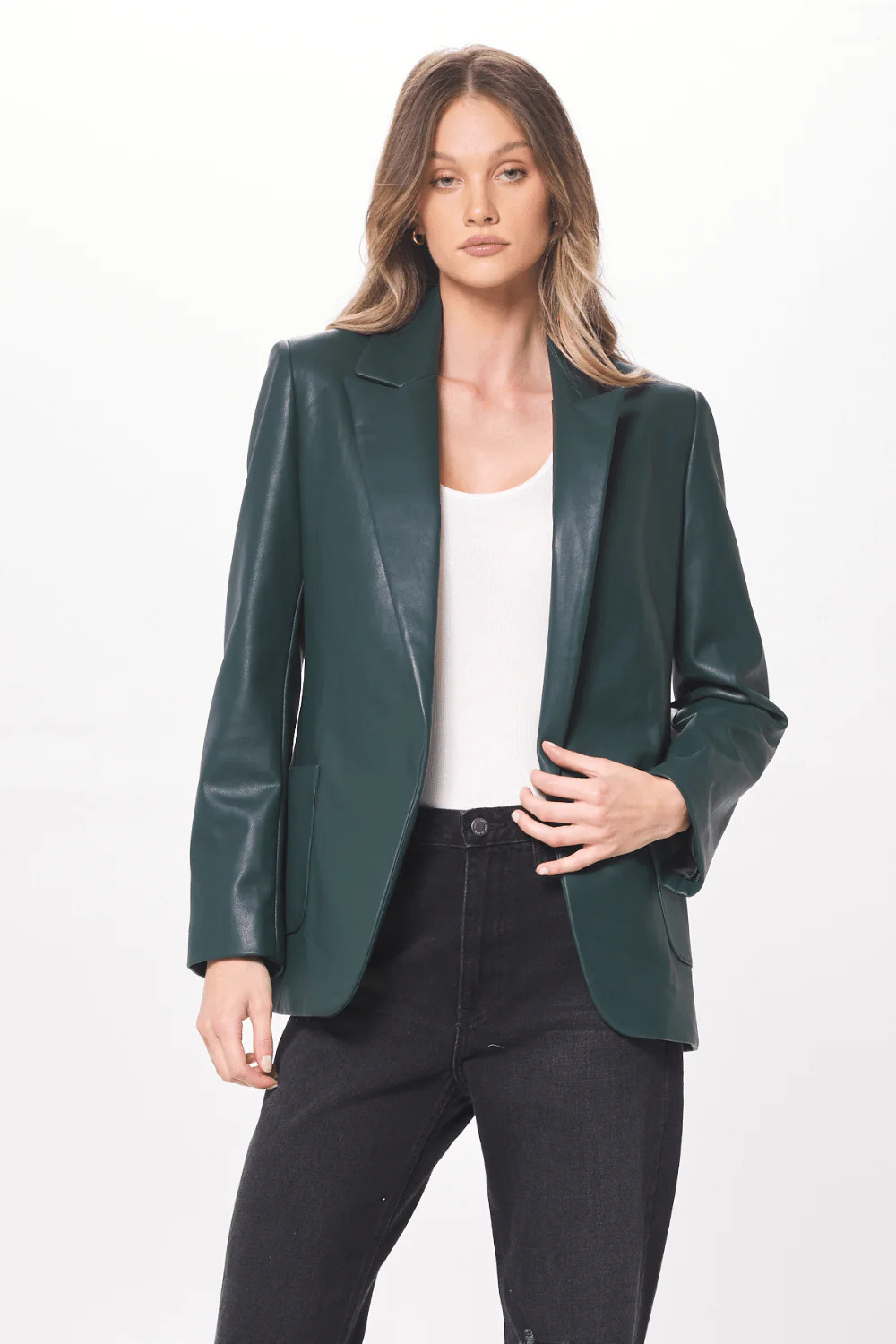 Forest Green Faux Leather Blazer | Vintage Havana