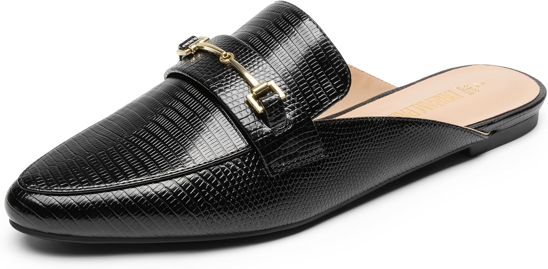 DREAM PAIRS Women's Flat Mules Buckle Pointed Toe Backless Slip on Slides Loafer Shoes | Amazon (US)
