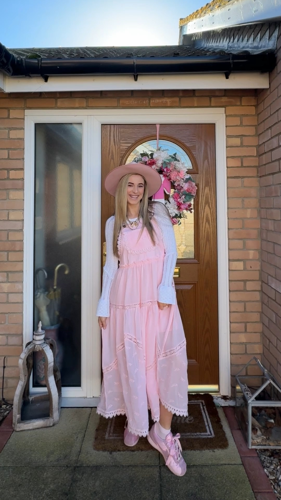 The cutest dress for spring! Free People look for less! Designer look for less. Pink overall dress. Amazon finds. Spring style. Spring fashion. OOTD. Outfit of the day. 

#LTKootd