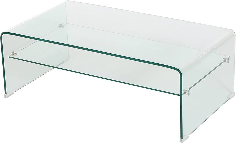 Christopher Knight Home Salim 12mm Tempered Glass Coffee Table, Clear, 39.5 in x 21.7 in x 14 in | Amazon (US)