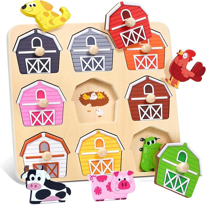 JoyCat Wooden Puzzles for Toddlers 1-3, Montessori Toys for 1 2 Year Old Boy Girl Birthday Easter... | Amazon (US)