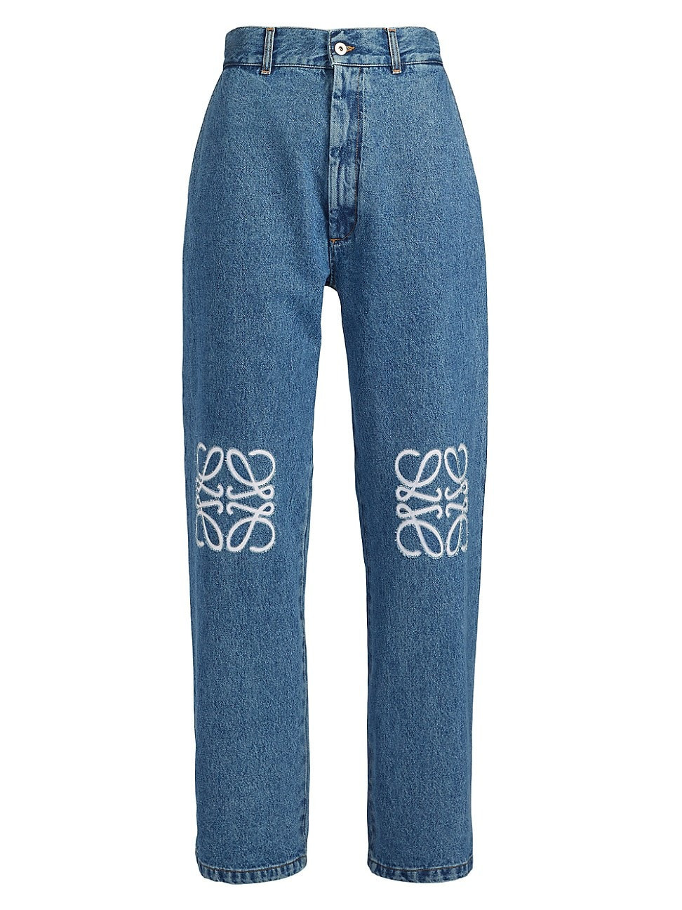 Women's Wide-Leg Brand-Embellished Jeans - Jeans Blue - Size 10 | Saks Fifth Avenue