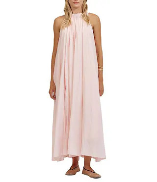 Aurelia Round Neck Sleeveless Shirring Maxi Dress | Dillard's