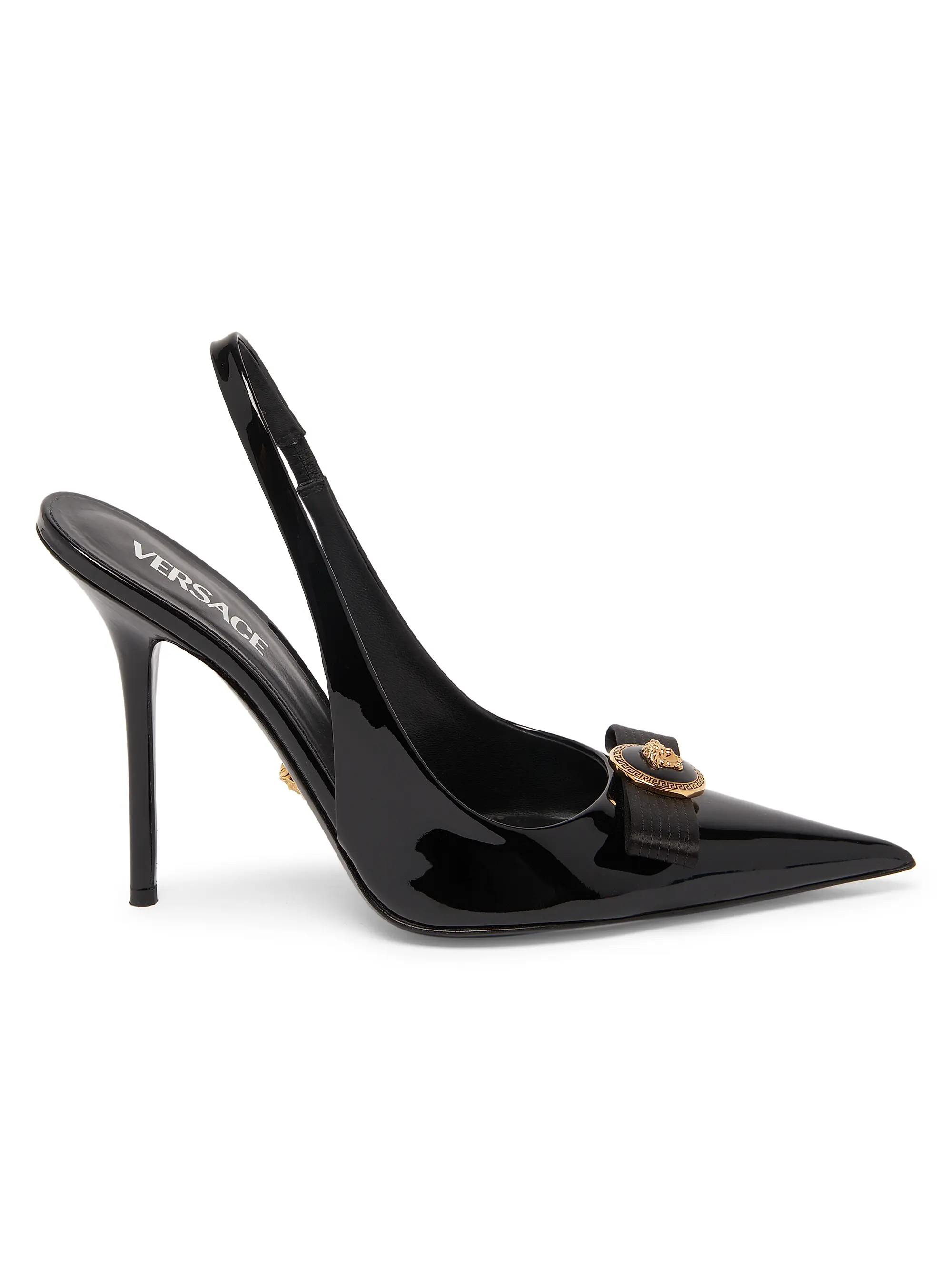 Versace 110MM Patent Leather Slingback Pumps | Saks Fifth Avenue | Saks Fifth Avenue