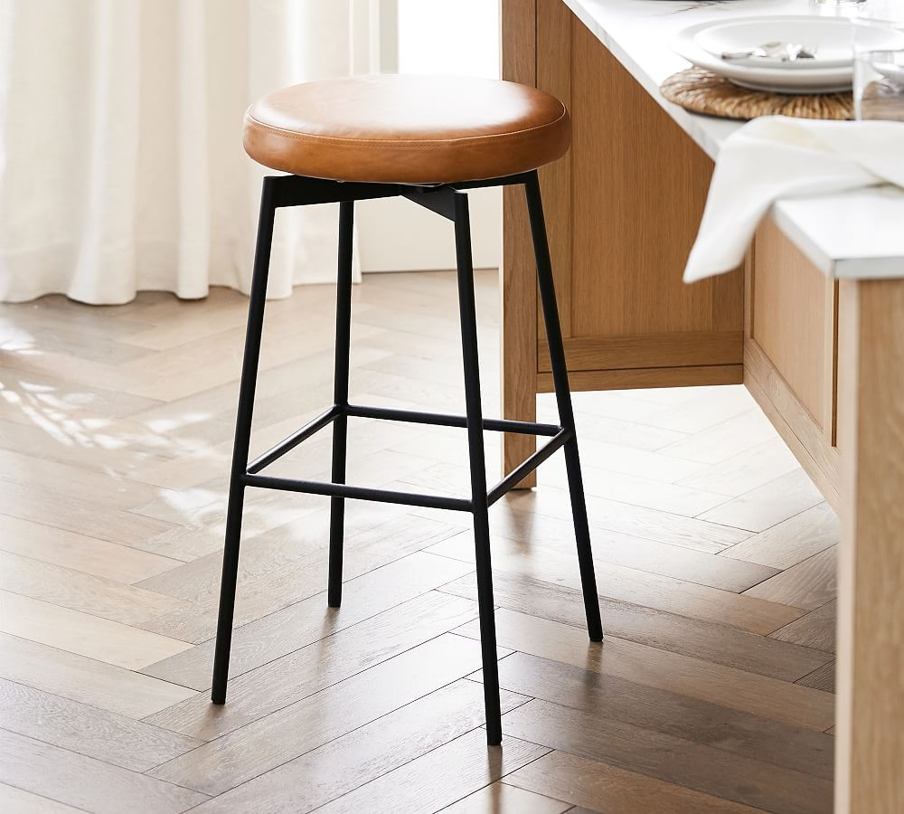 Maison Leather Backless Swivel Bar & Counter Stools