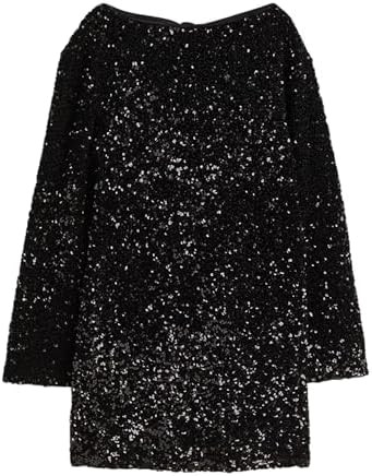 Lentta Women's Sequined Dress Petersham Ribbon Long Sleeve Party Night Out Club Festival Dresses | Amazon (US)