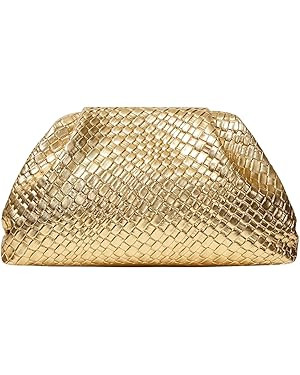 QWINEE Women's Woven Evening Bag Dumpling Clutch Purse No Strap Handbags Elegant Faux PU Leather ... | Amazon (US)