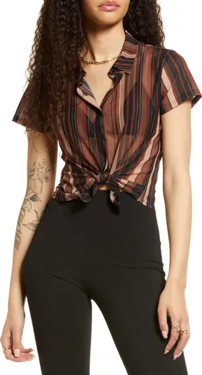 Women's Short Sleeve Mesh Button-Up Shirt | Nordstrom