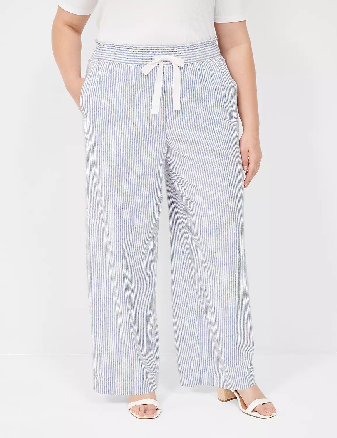 Linen Stripe Wide Leg Pant | Lane Bryant (US)