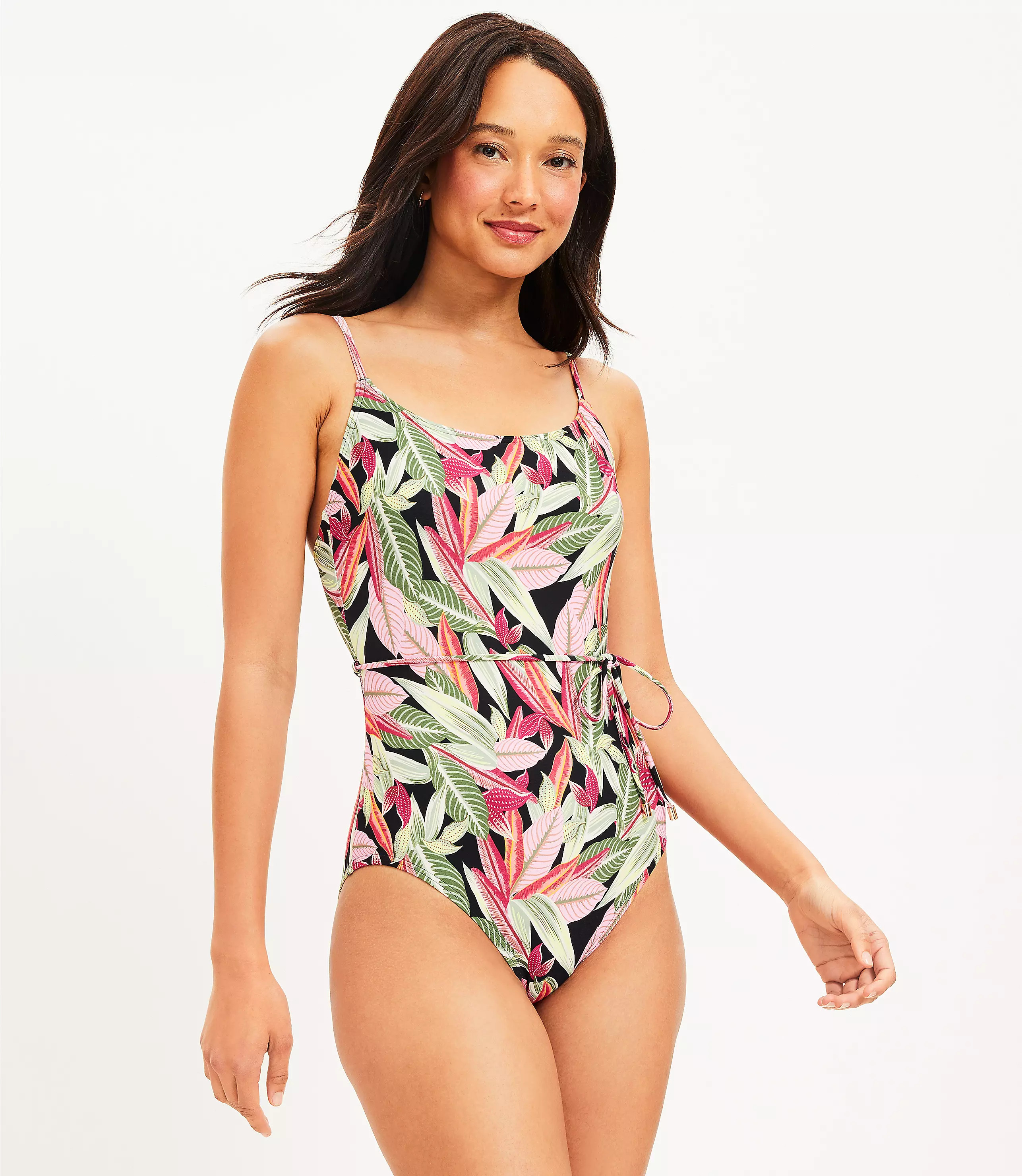 LOFT Beach Belted One Piece Swimsuit | LOFT