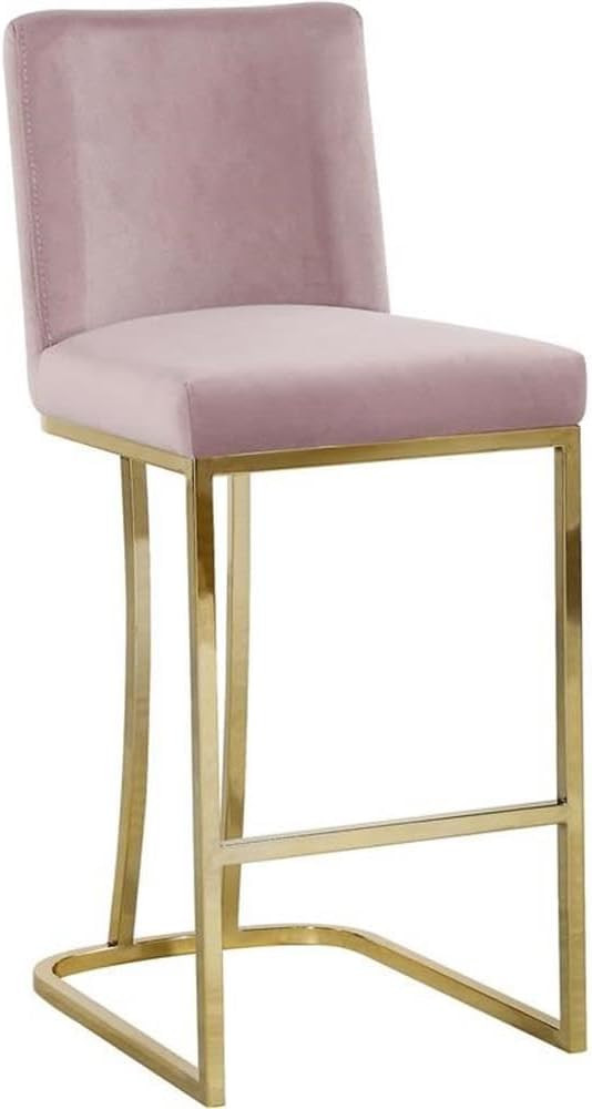 Meridian Furniture Heidi 26" H Velvet Counter Stool in Pink | Amazon (US)